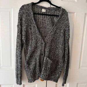 Full Tilt Salt & Pepper Gray Long V Neck Cardigan - Size Medium